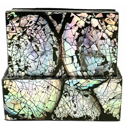 Mother of Pearl Coasters Set of 6 Rainbow Colour - Square
