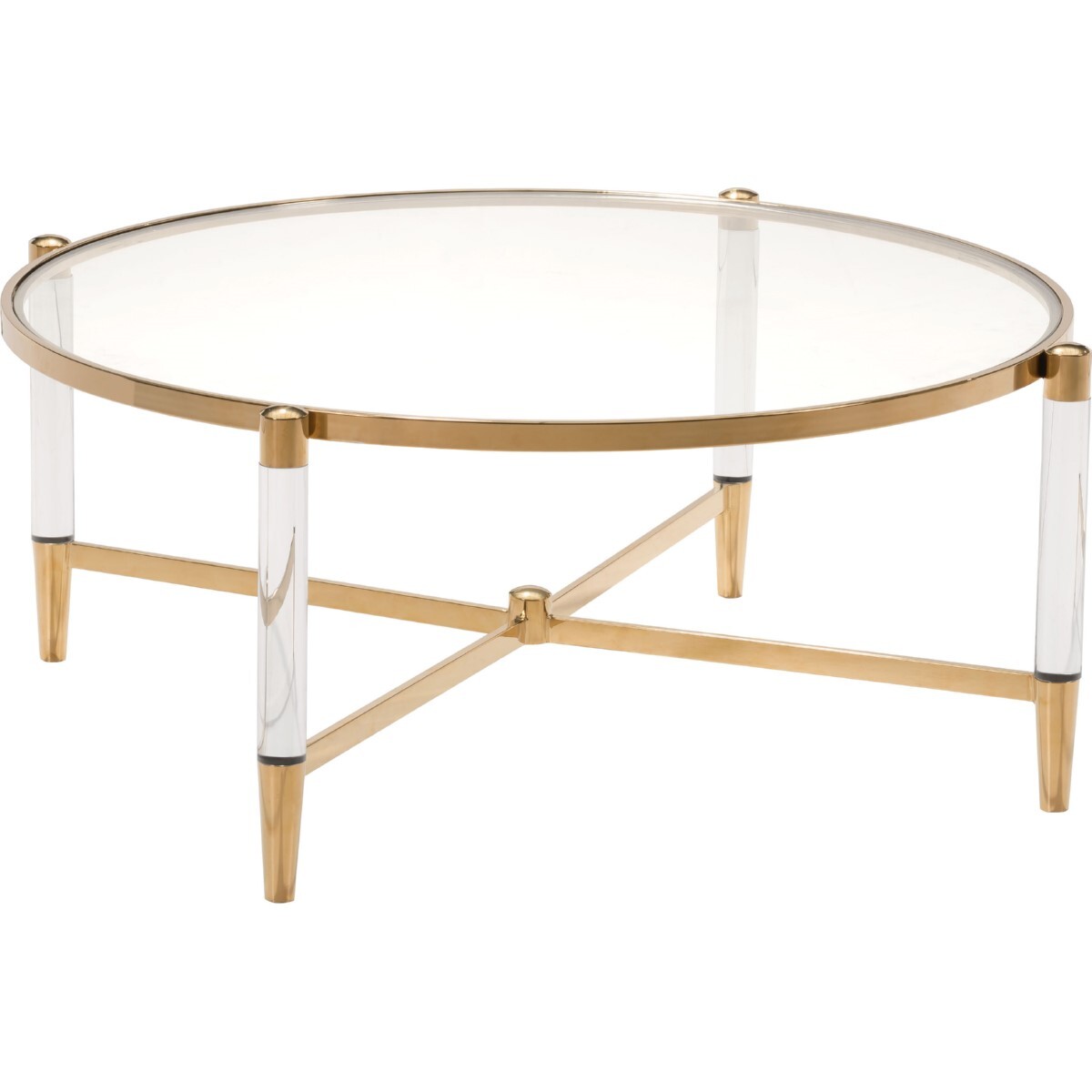 Clear Acrylic Gold Round Coffee Table, Lucite Coffee Table Au