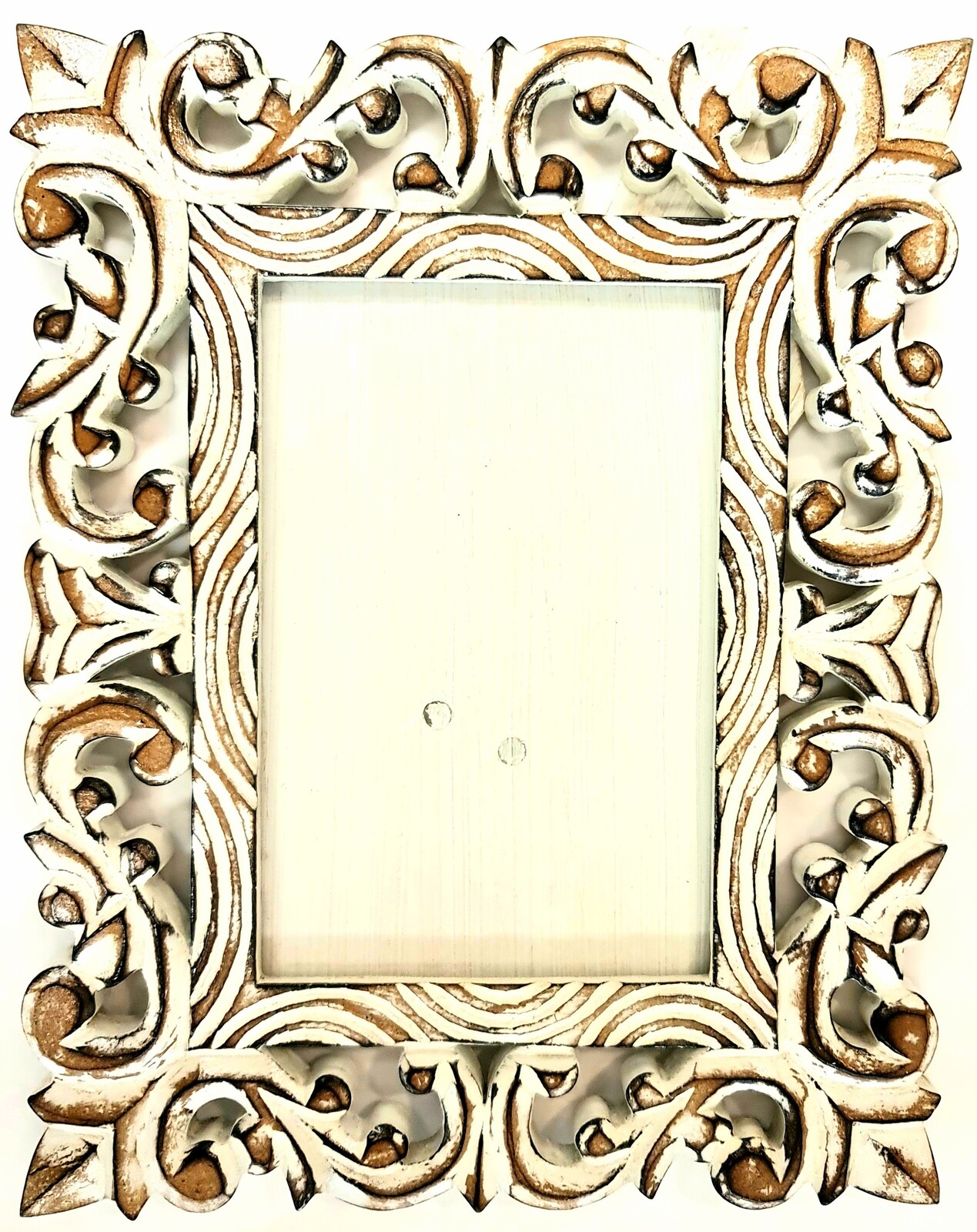 Ornate Rustic White Wood Picture Frame