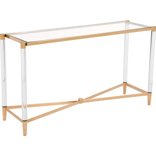 Acrylic Frame Existential Gold Console Table