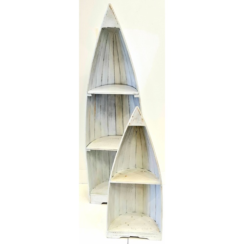 Distressed Wooden Boat Shelves Set of Two