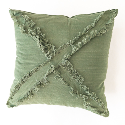 Oliver Green Pillow with Tassel Cross