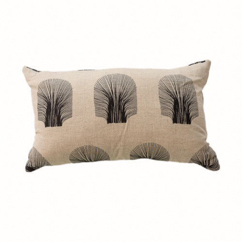 Sage Pillow With Black Fan Pattern