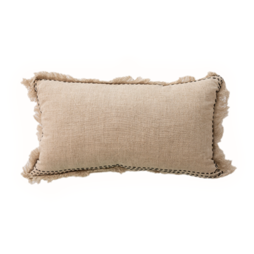 Cream Linen Pillow With Black Trim