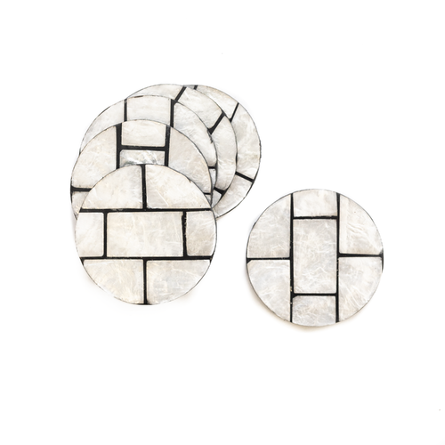 Mother of Pearl Coaster Set of 6 Round