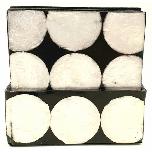 Mother of Pearl Black & White Circle Coasters Set of 6 - Square