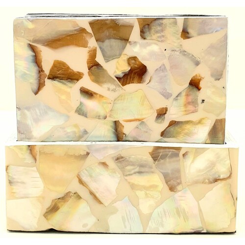Mother of Pearl Coasters Set of 6 Multi colour Pattern - Square
