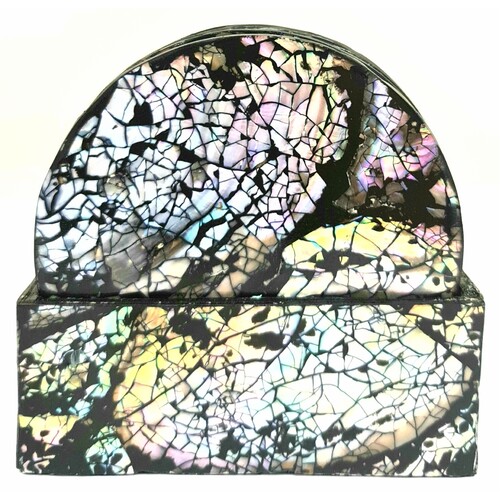 Mother of Pearl Coasters Set of 6 Rainbow Colour - Round