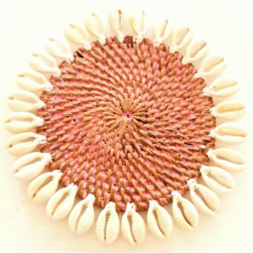 Cowrie & Rattan Coaster - Pink