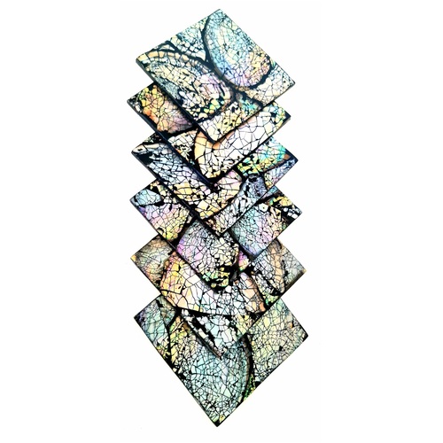 Mother of Pearl Coasters Set of 6 Rainbow - Square