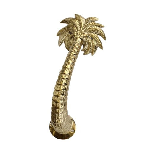 Brass Coconut Palm Door Handle - Shiny