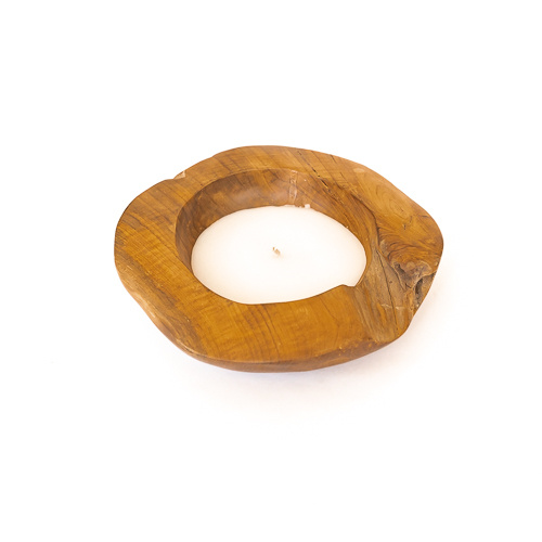 Teak Wooden Bowl Candle Small