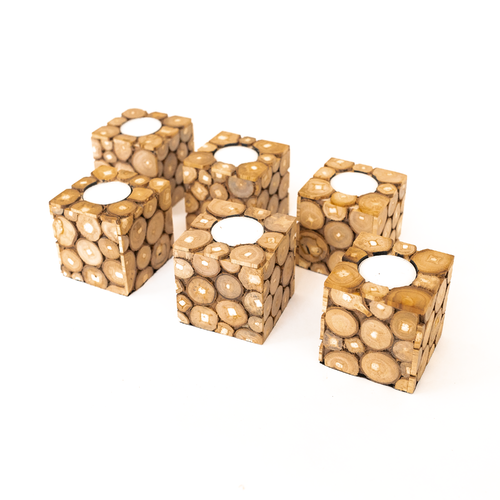 Teak Candle Set of 6