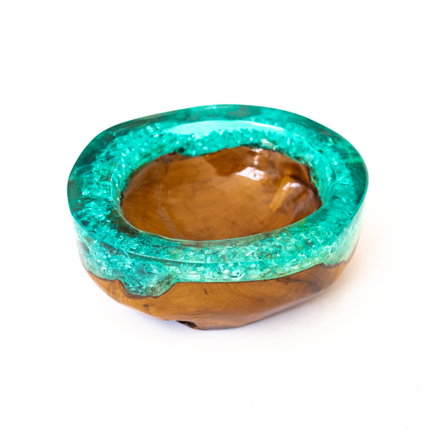 Teak and Resin Decorative Bowl
