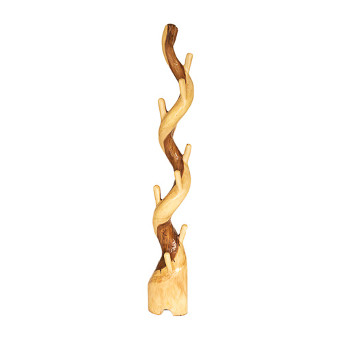 Carved Wood Coat Rack - Natural