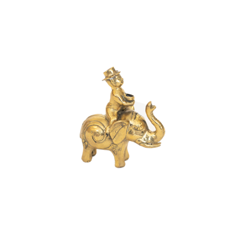 Brass Elephant with Person