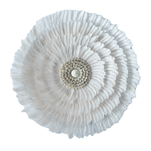 Ju Ju Feather & Shell Wall Art - White Small
