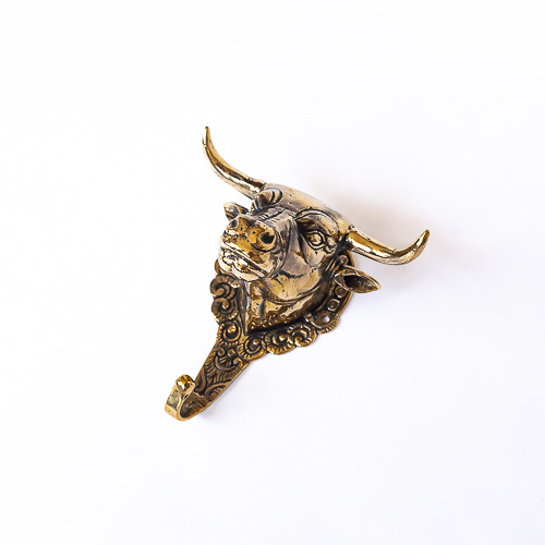Charging Brass Bull Head Wall Hook 