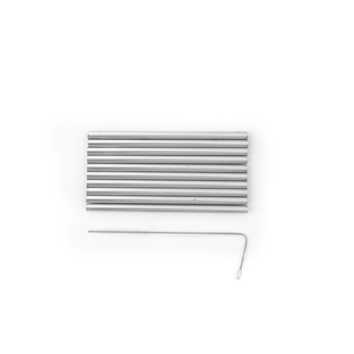 Aluminium Reusable Drinking Straws Set of 10 With Cleaning Brush 