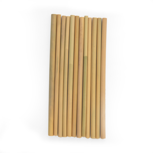 Bamboo Eco friendly Drinking Straws Set of 12 - 20cm / 0.5cm Diam