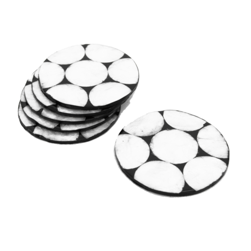 Mother of Pearl Coasters Set of 6 Round