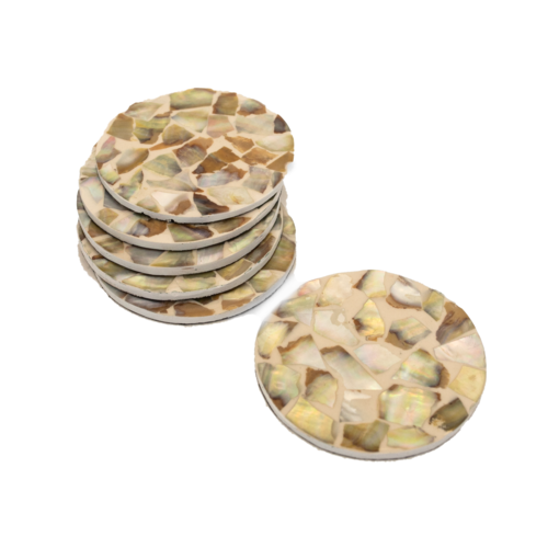 Mother of Pearl Coasters Set of 6 Round