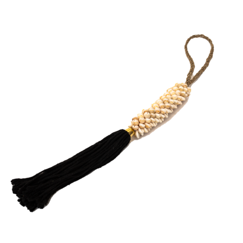 Hanging Cowrie Shell With Black Tassel