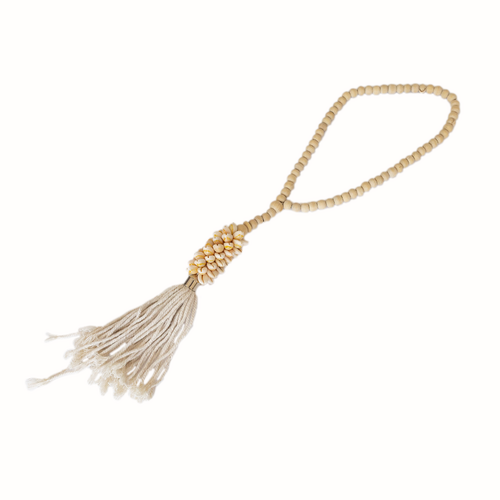 Hanging Cowrie Shell & Bead With Tassel