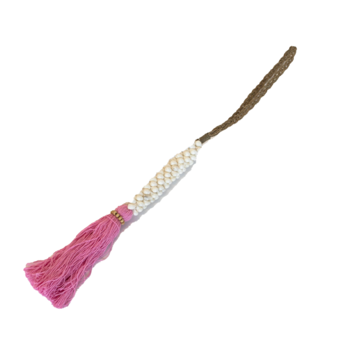 Hanging White Shell With Pink Tassel