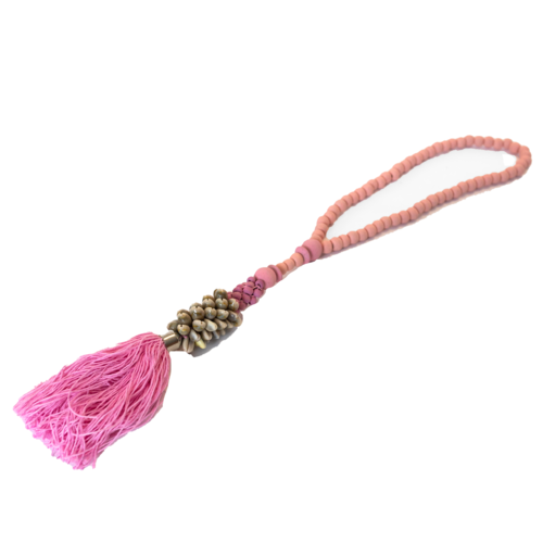 Hanging Tassel With Shell / Pink Beads 