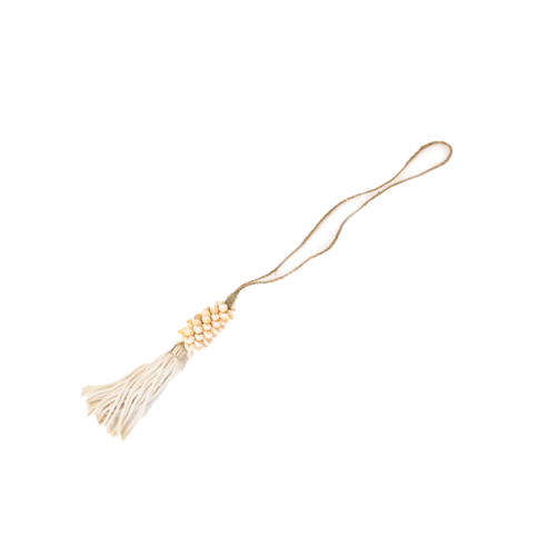 Hanging Cowrie Shell With Cream Tassel