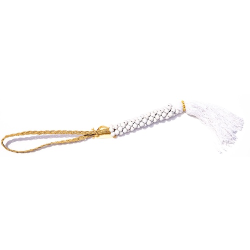 Hanging White Beaded Tassel