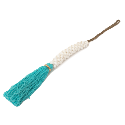 Hanging White Shells With Blue Tassel
