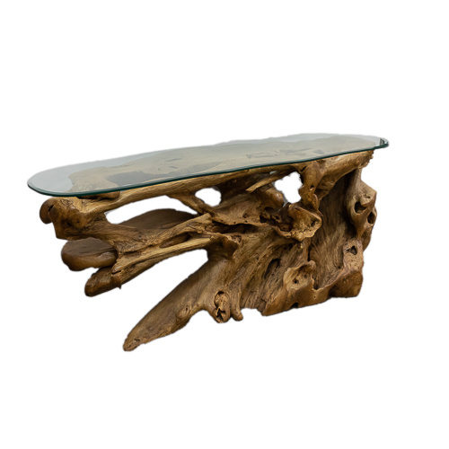 Solid Teak wood Console With Glass Top