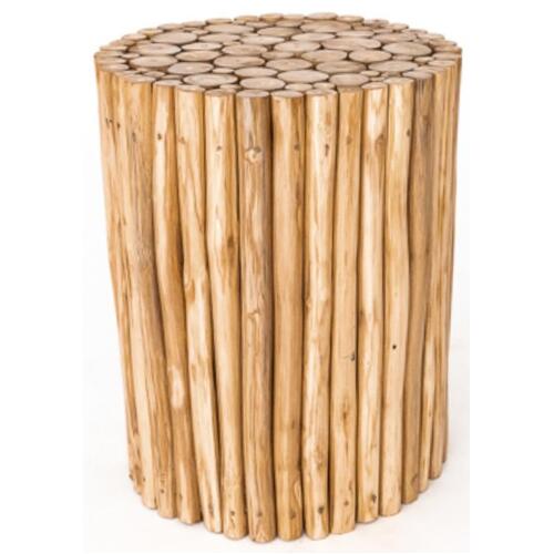 Round Teak Timber Driftwood Side Table Small - Natural