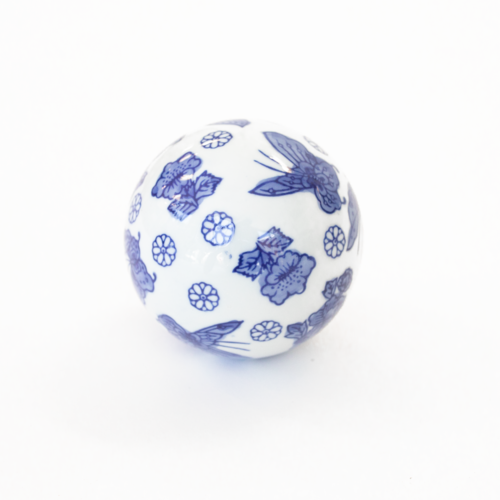 Butterfly Blue & White Ceramic Ball 10cm