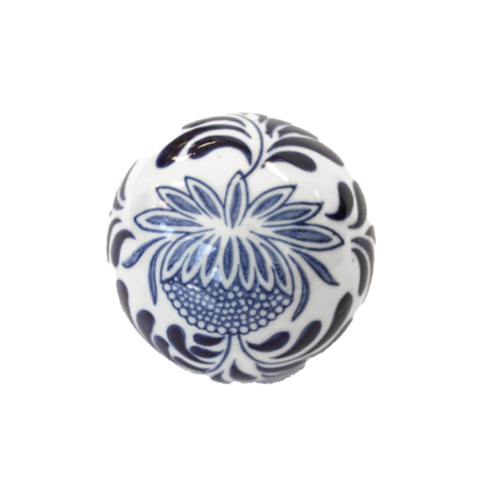 Japanes Plant Blue & White Ceramic Ball 10cm