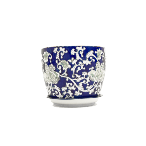 The Skye Dark Blue Japanese Flower Pot Planter - Large