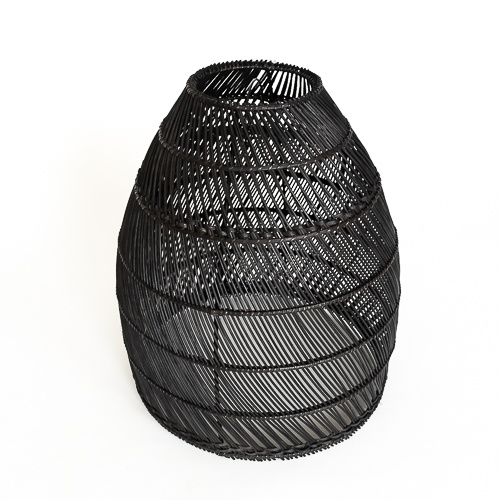 Black Rattan Light Shade - Medium