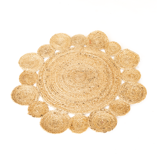 Natural Jute Flower Hand Woven Round Rug