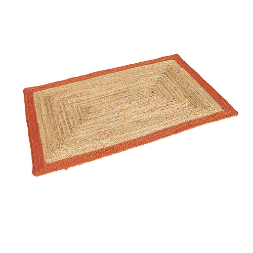Natural Jute Red Rectangle Hand Woven Rug
