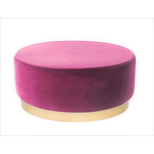Display Stock - Mia Round Velvet Ottoman Large - Hot Pink