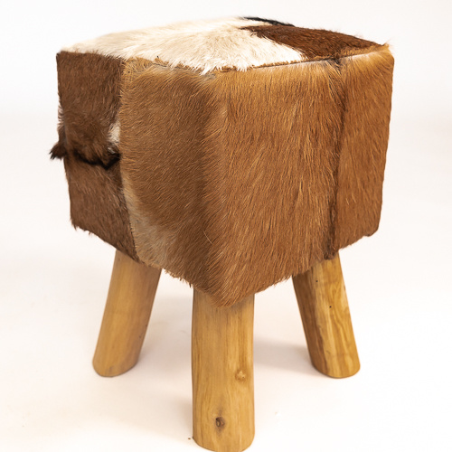 The Mountain Goat Square Ottoman / Stool - Tan & White