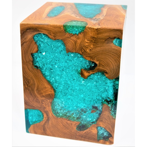 Resin Teak Square Stool / Side Table