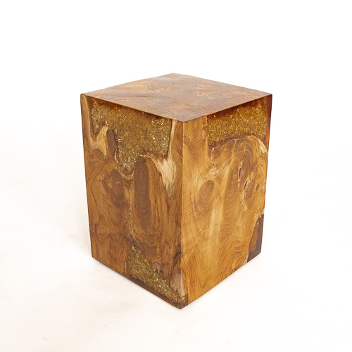 Resin Teak Square Stool / Side Table