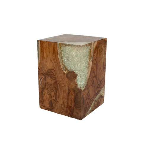 Resin Teak Square Stool / Side Table
