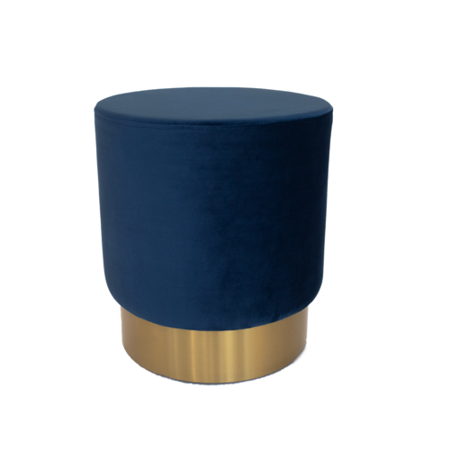 Mia Round Velvet Ottoman - Dark Blue CC-67
