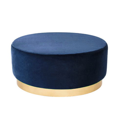 Mia Round Velvet Ottoman Large - Dark Blue CC-67