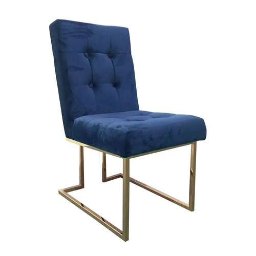 Soraya Armless Velvet Dining Chair - Dark Blue