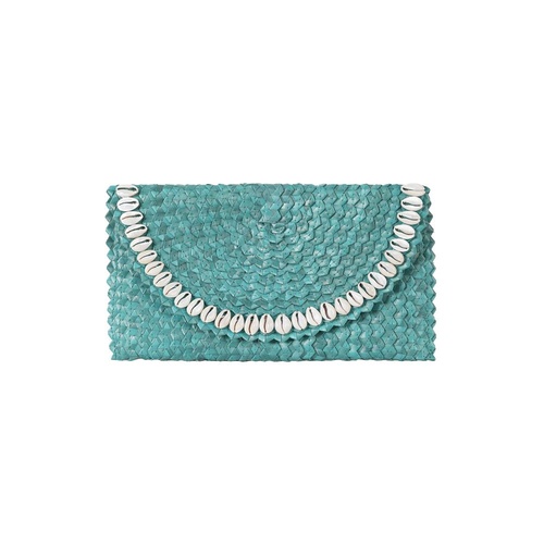 Palm Woven Cowrie Clutch